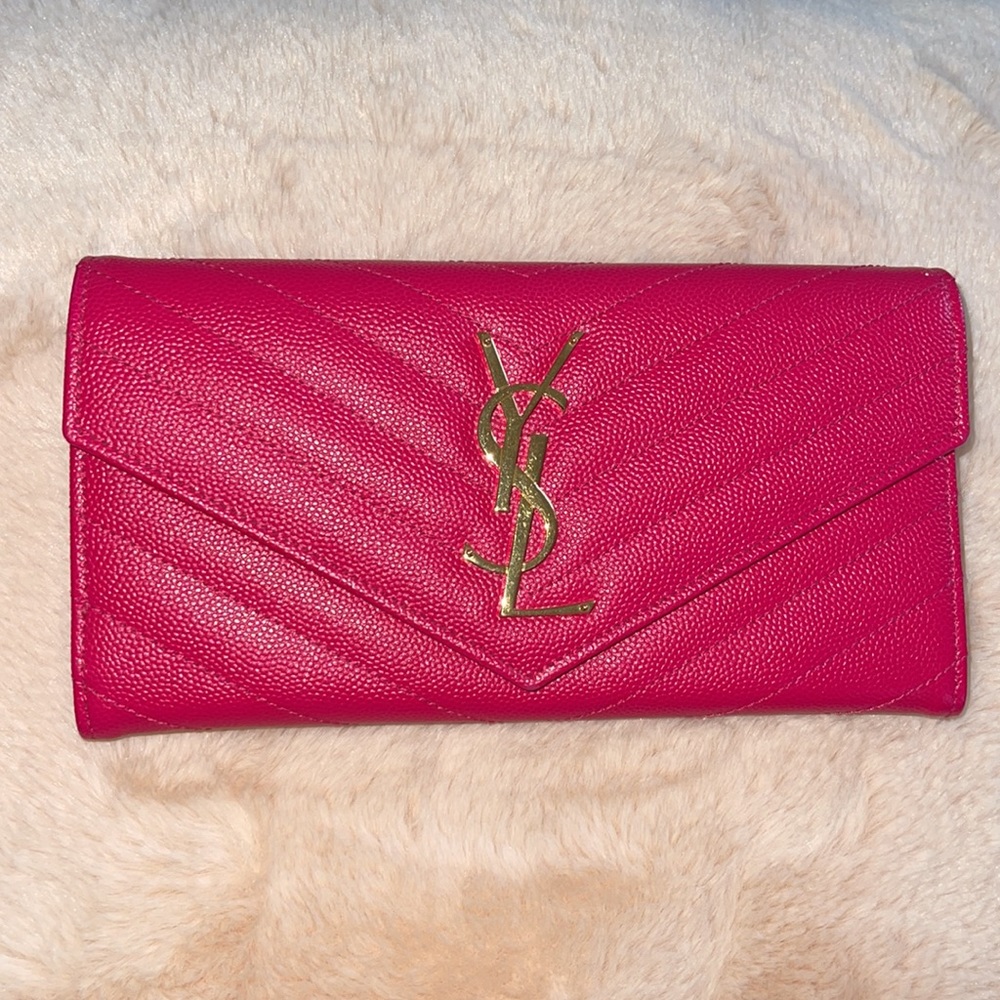 Saint Laurent hot pink wallet